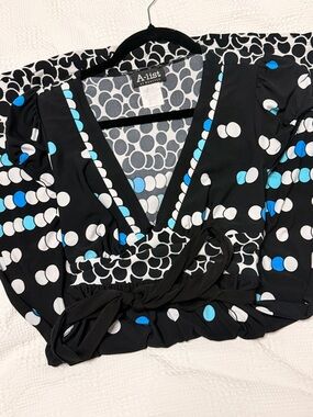 Polka Dot Mini Dress Tie Front Size S